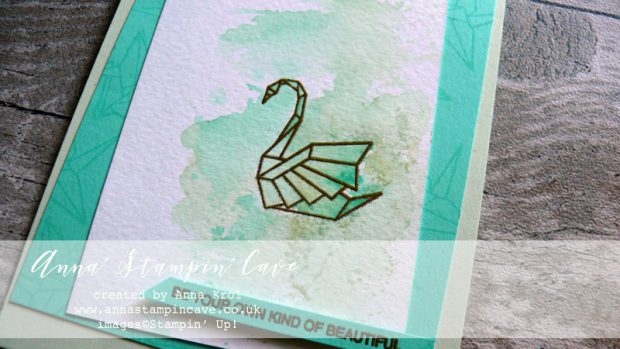 Anna' Stampin' Cave - Soft Sea Foam & Coastal Cabana Watercolour Wash with a touch of gold using Artfully Folded Stamp Set by Stampin' Up!