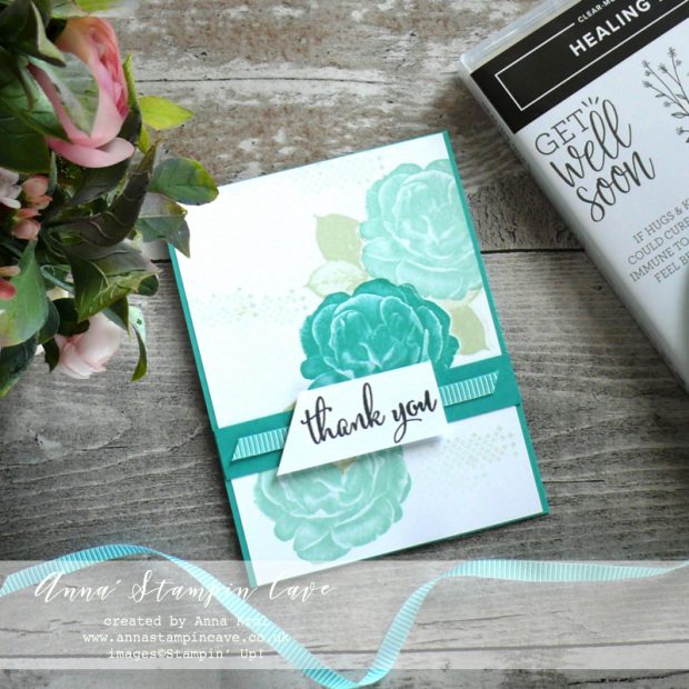 Anna' Stampin' Cave - Customers Thank You Cards using DistINKtive Healing Hugs Stamp Set by Stampin' Up! in Bermuda Bay