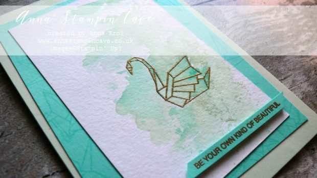 Anna' Stampin' Cave - Soft Sea Foam & Coastal Cabana Watercolour Wash with a touch of gold using Artfully Folded Stamp Set by Stampin' Up!