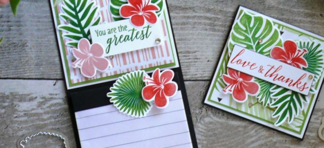 Anna' Stampin' Cave - Teacher's Thank You Gift Fridge Magnet and Thank You card using Tropical Chic Stamp Set and Tropical Thinlits Dies from Stampin' Up!