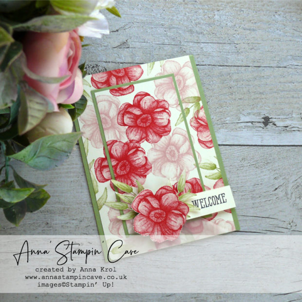 Anna' Stampin' Cave - Painted Seasons Stamp Set double layer stamping technique with bright Poppy Parade and Pear Pizzazz