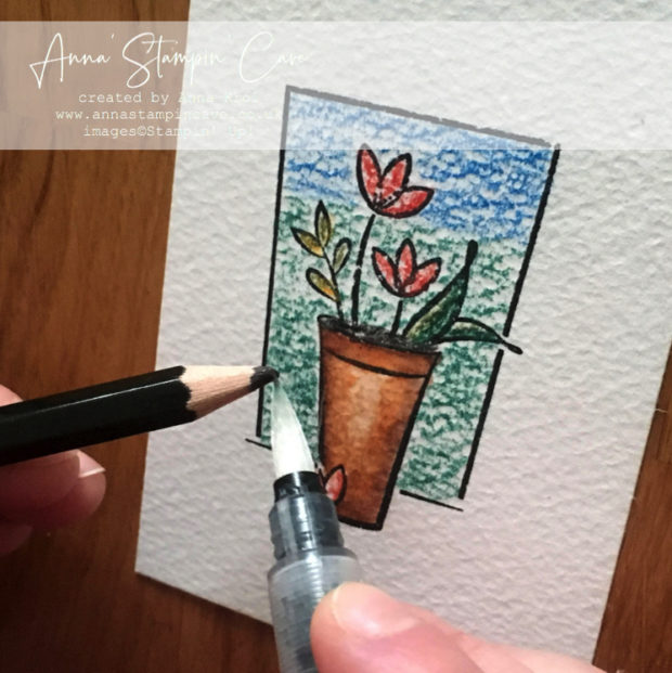 Anna' Stampin' Cave - Mother's Day Card plus using watercolour pencils as on-the-go paint